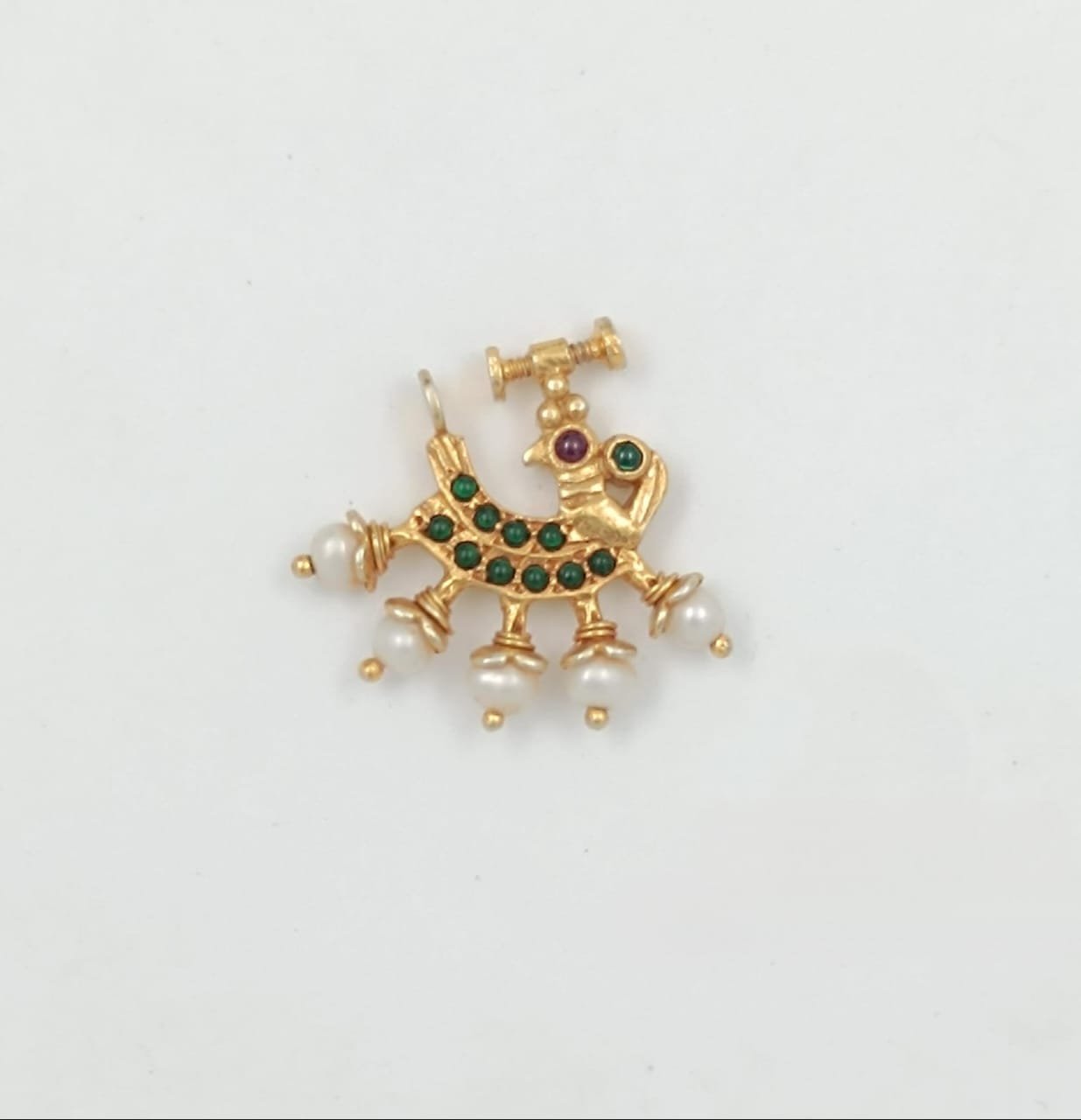 Green & Red Stone Nose Pin