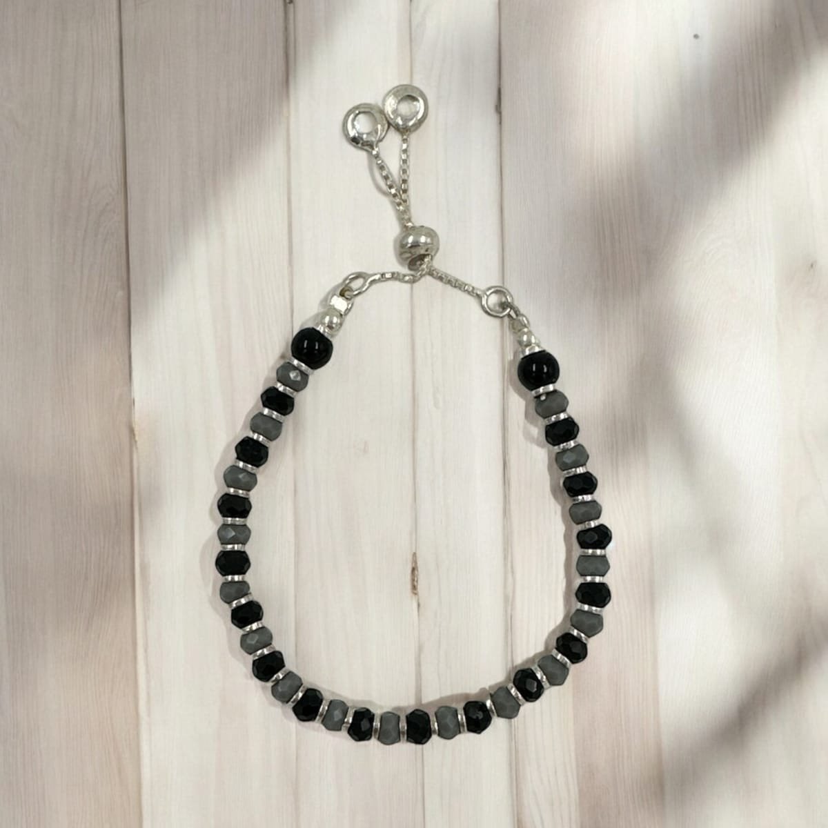 Anklet – Black & Grey Beads