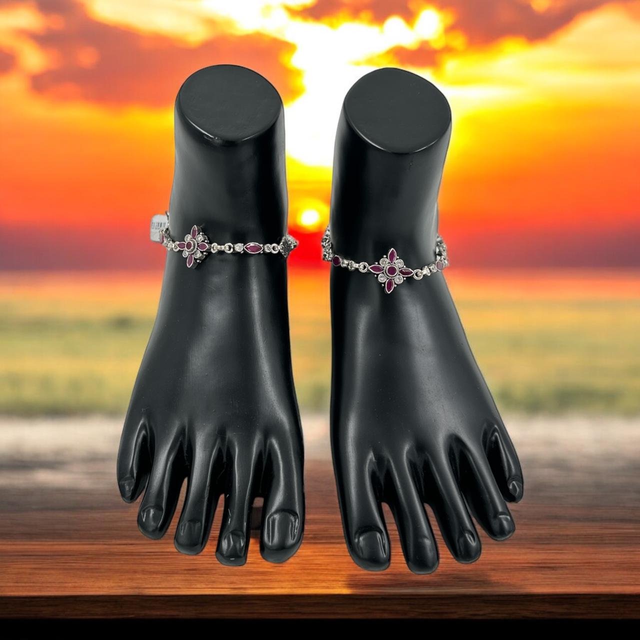 Anklet – Mozanite & Pink Stones