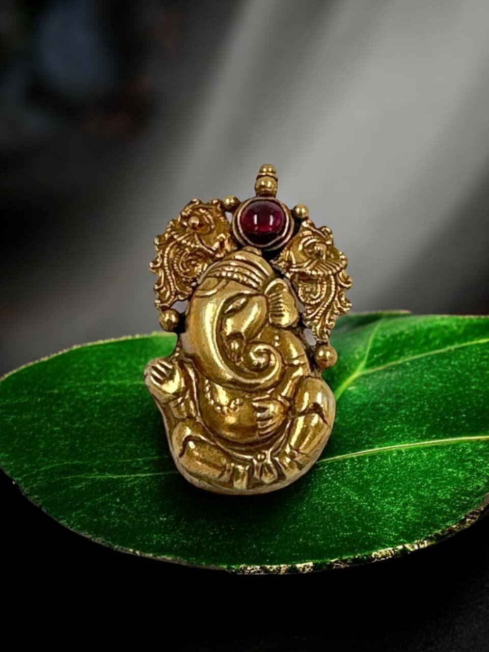 Antique  finishing  pendent with ruby stone