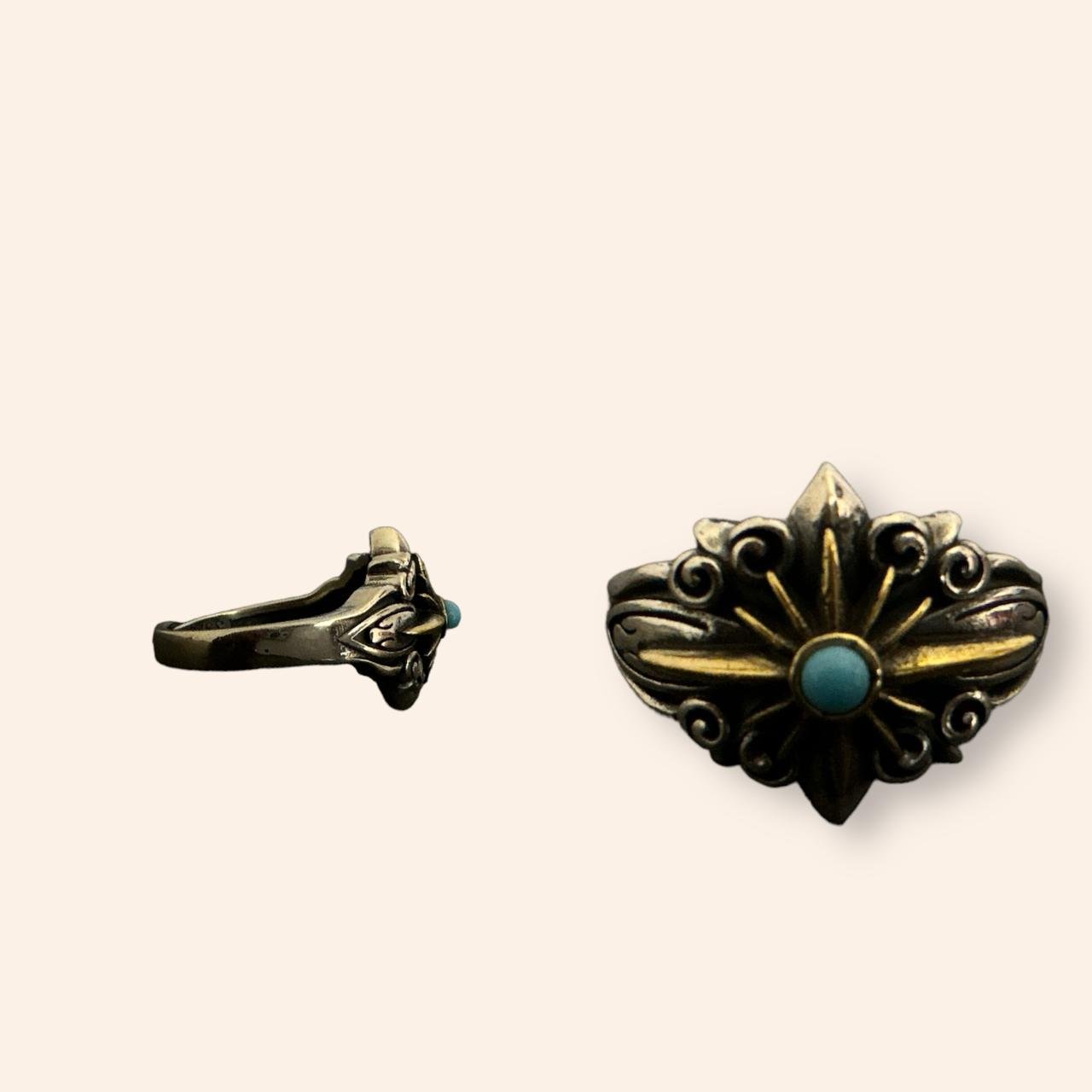 Antique Gold Finish Lite Blue Stone Men’s Ring