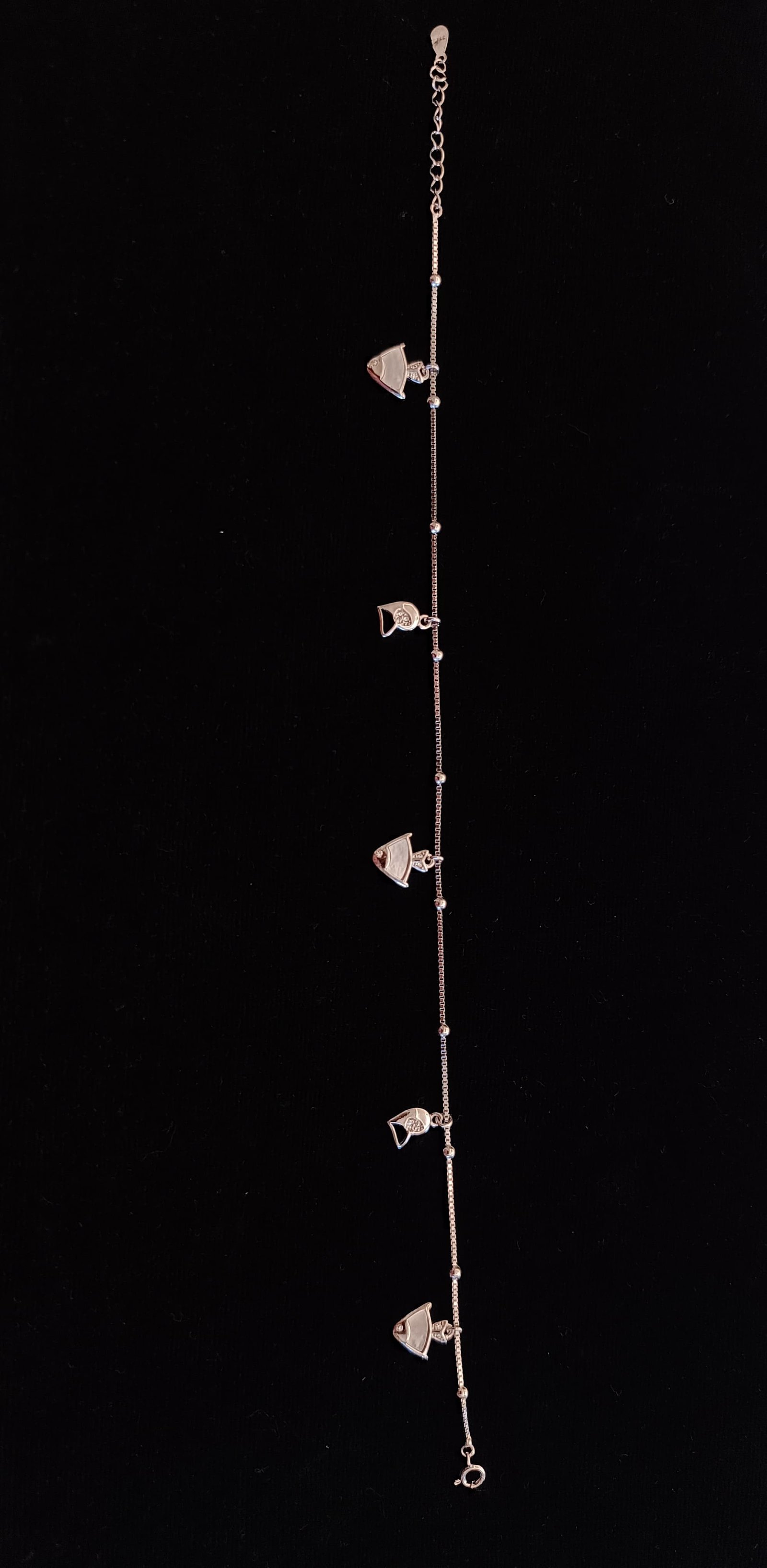 Antique Polish Single-Leg Anklet – Fish Pendant Hanging