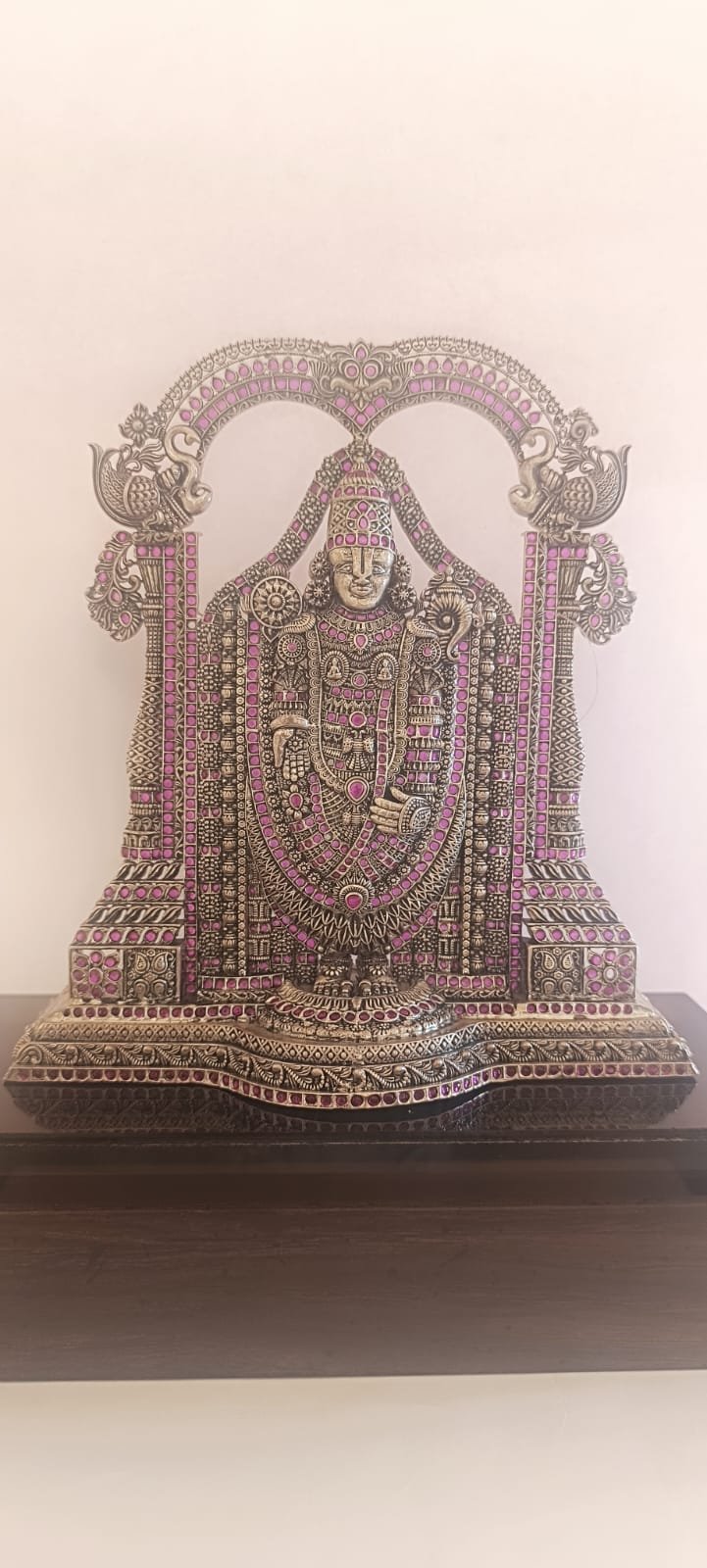 Big Balaji Idol – Antique Finish with Pink Pota Stones