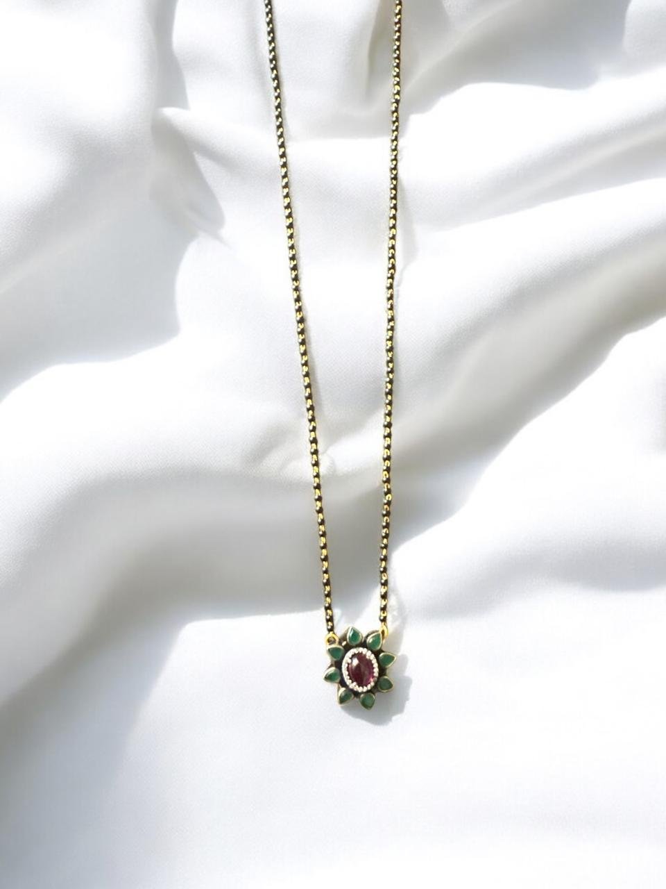 Black beads chain with Victoria pendent   with gold polish