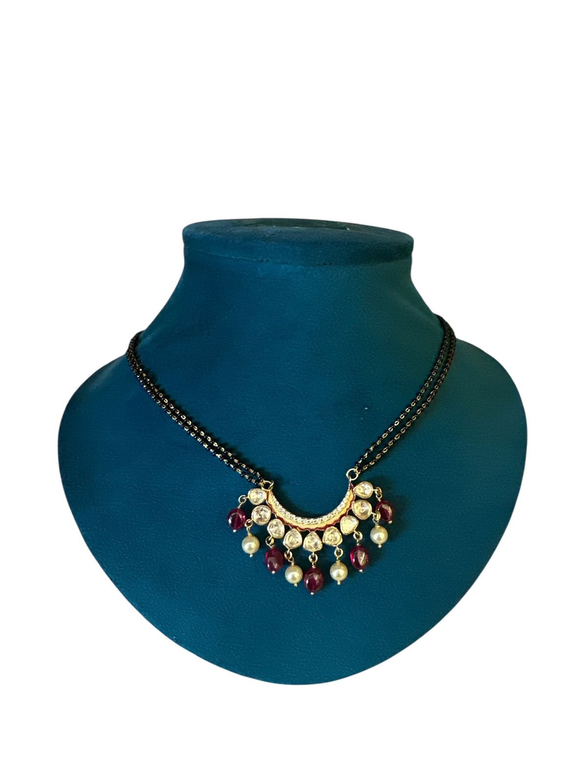 Black beads with Mossanaite stone ruby beads