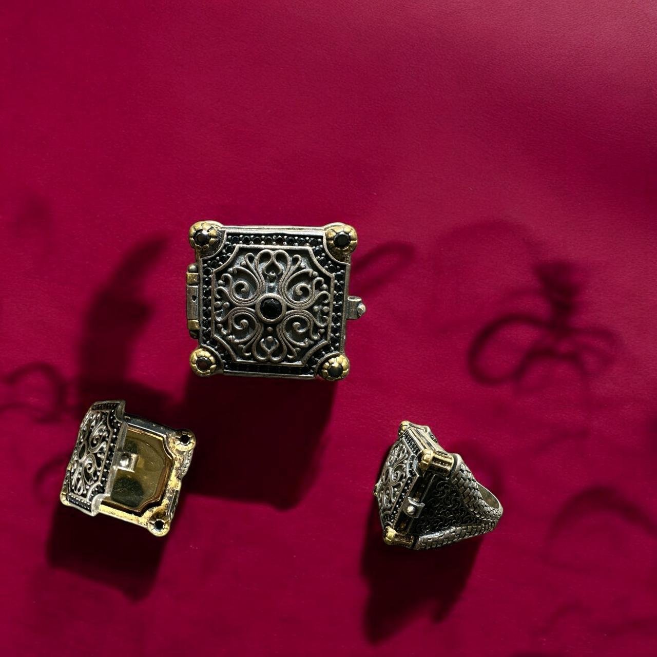 Black & Marker Stones Antique Braided Men’s Ring