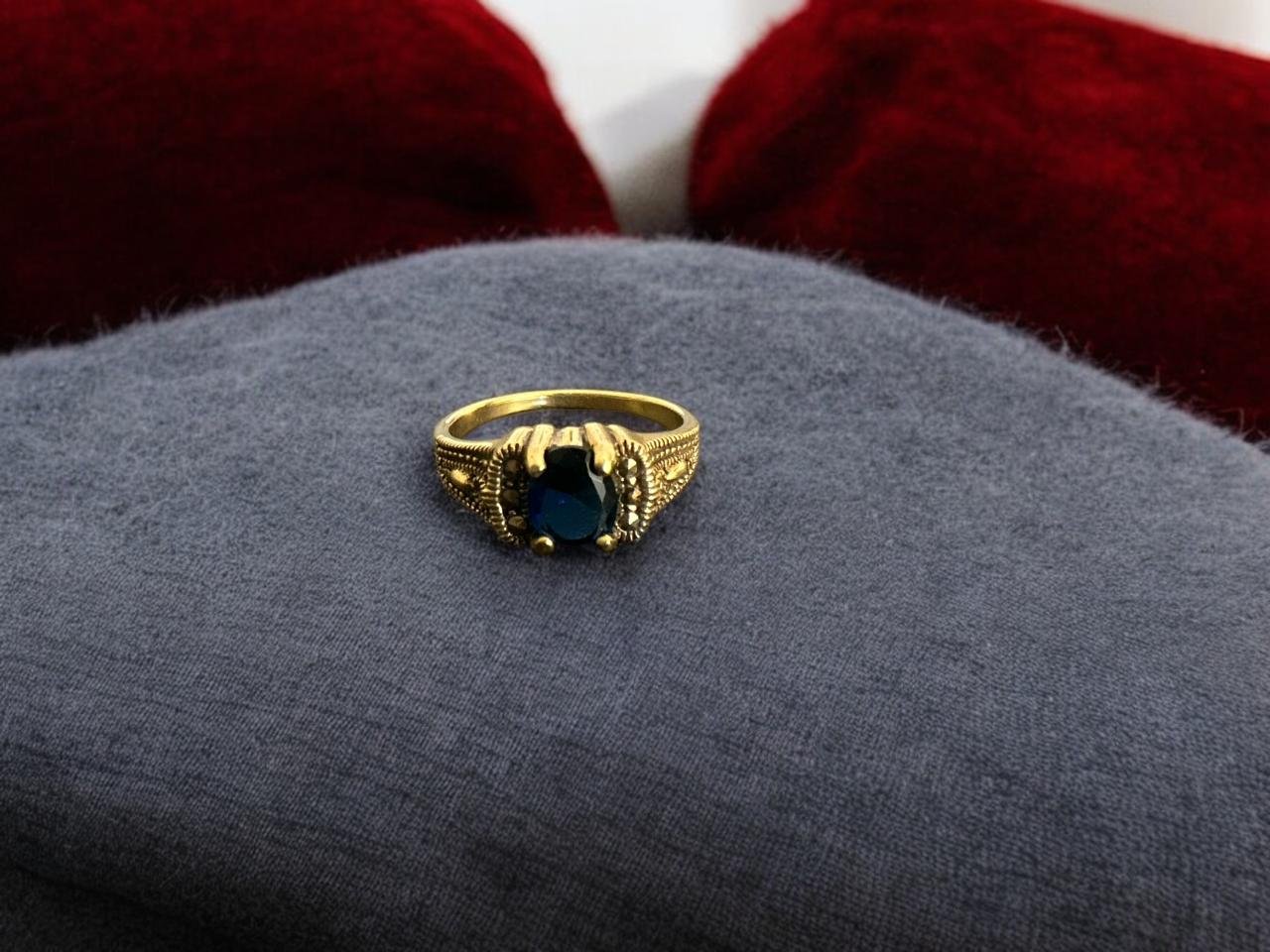 Blue & Marker Stones Gold Polish Ladies Ring