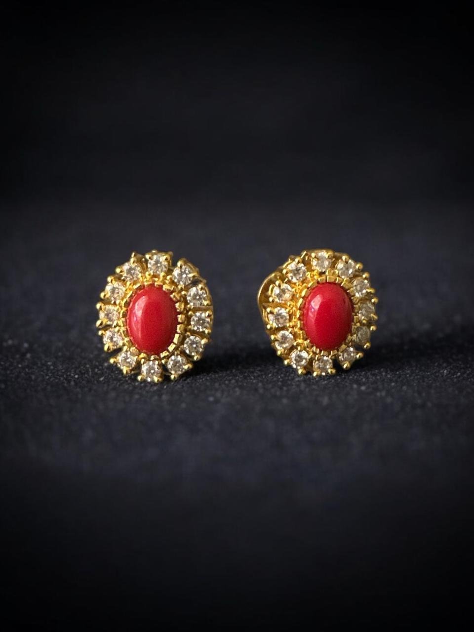 Coral earrings with cz studs