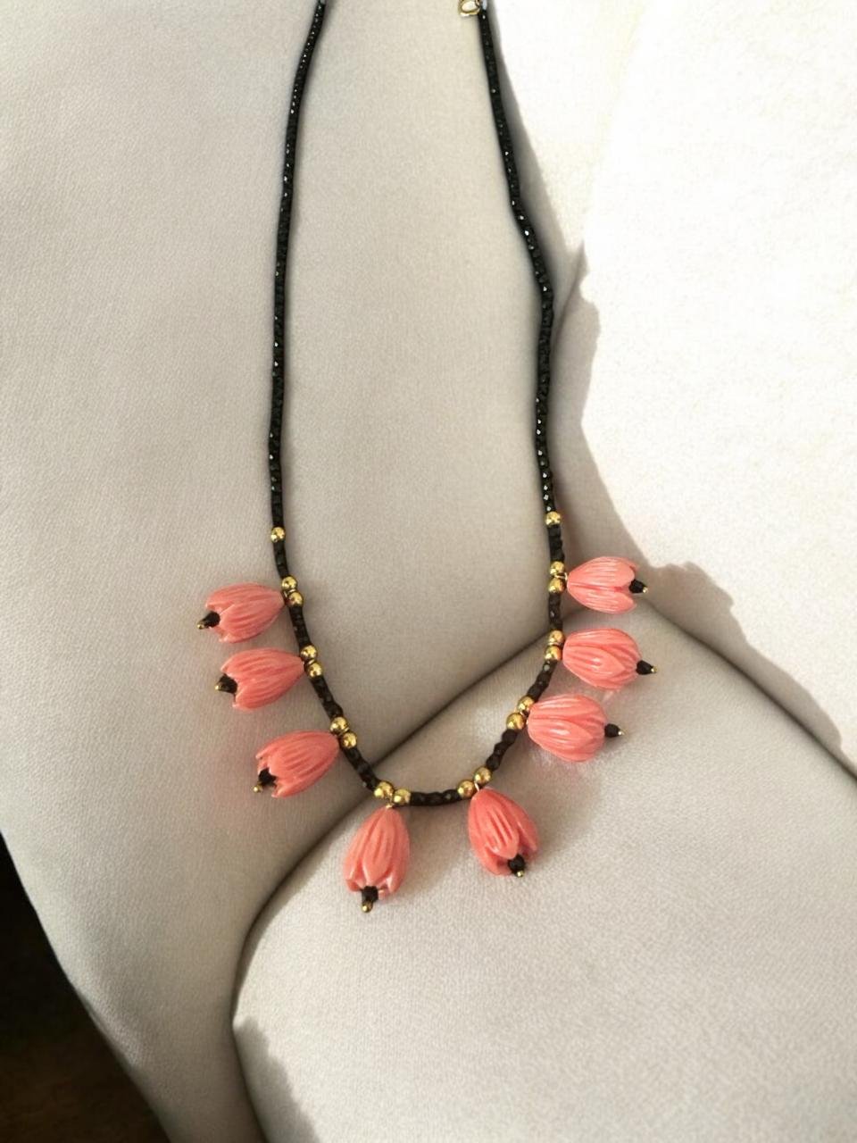 Corals  flower  design and gold balls  small size