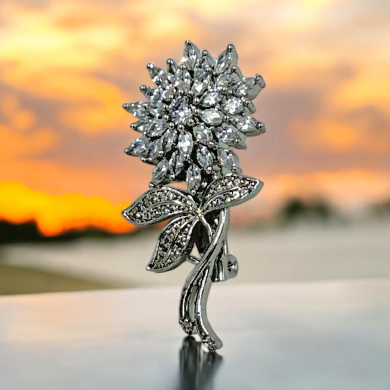 CZ Floral Sparkle Saree Pin