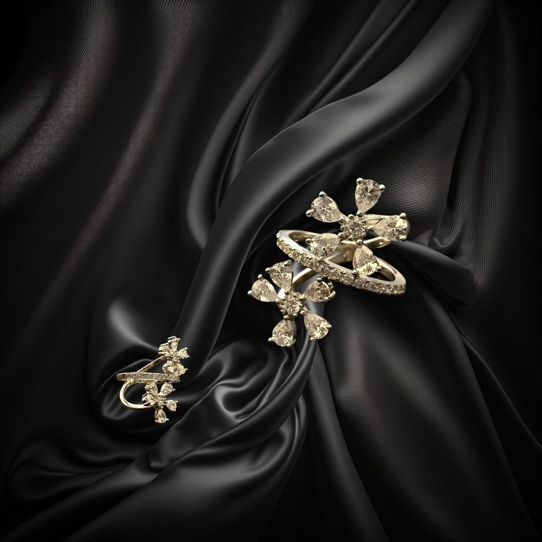 CZ Flower Design Ladies Ring