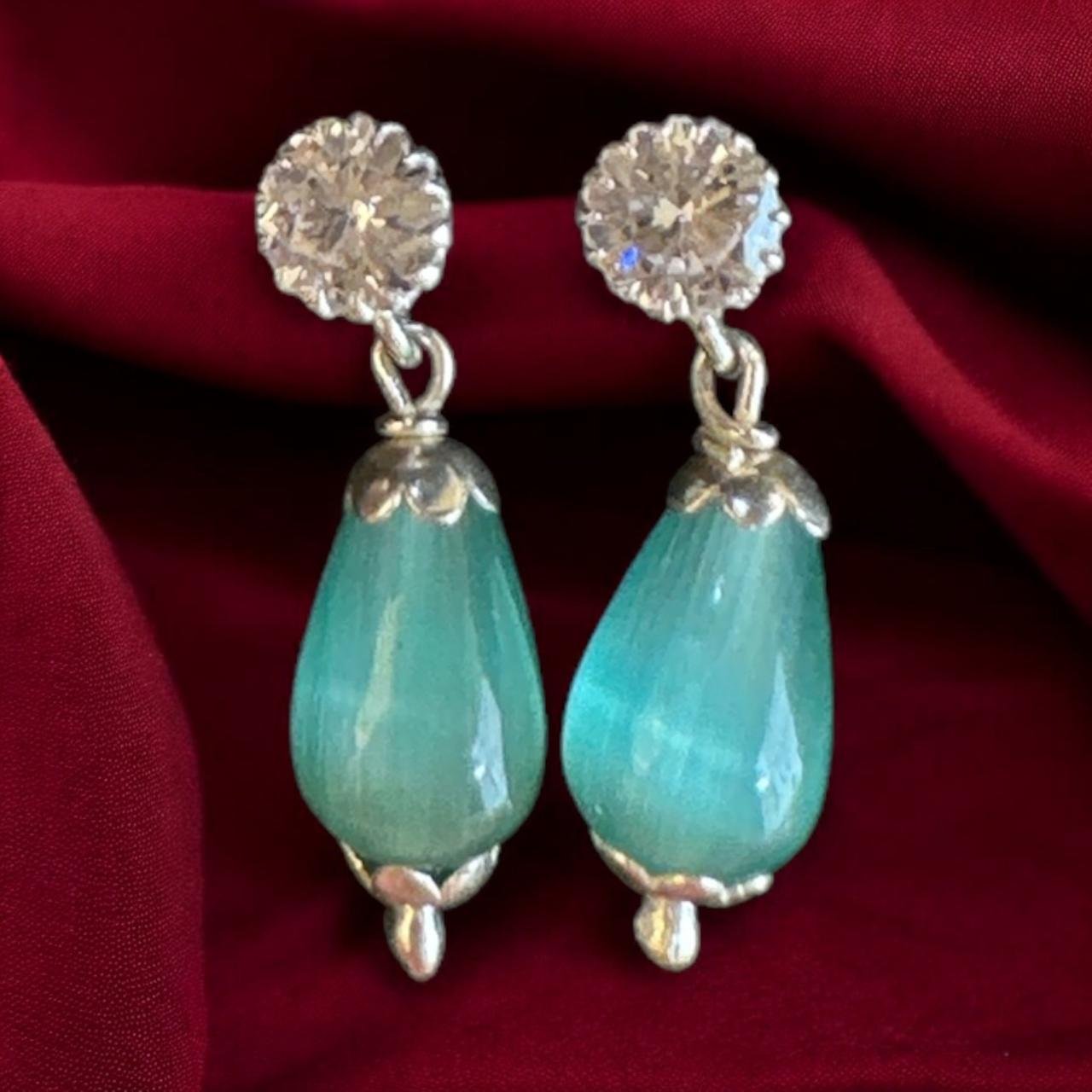 CZ Green Hanging Earrings