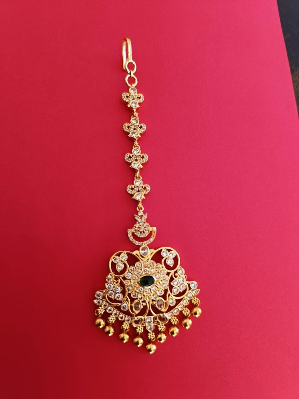 CZ & Green Stone Mang Tikka