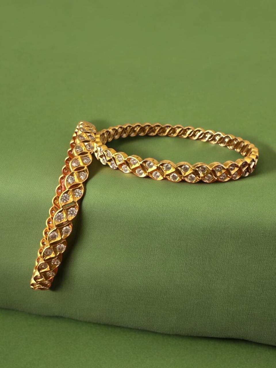 Cz stones  2lines  with gold polish Bangle