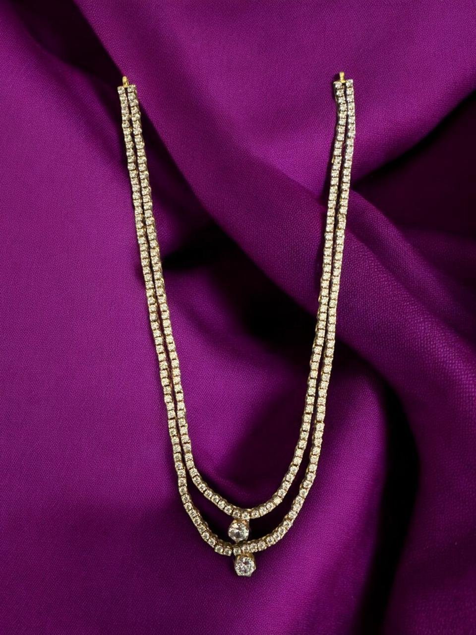 Cz stones  2lines with small  pendent with  gold polish  haram