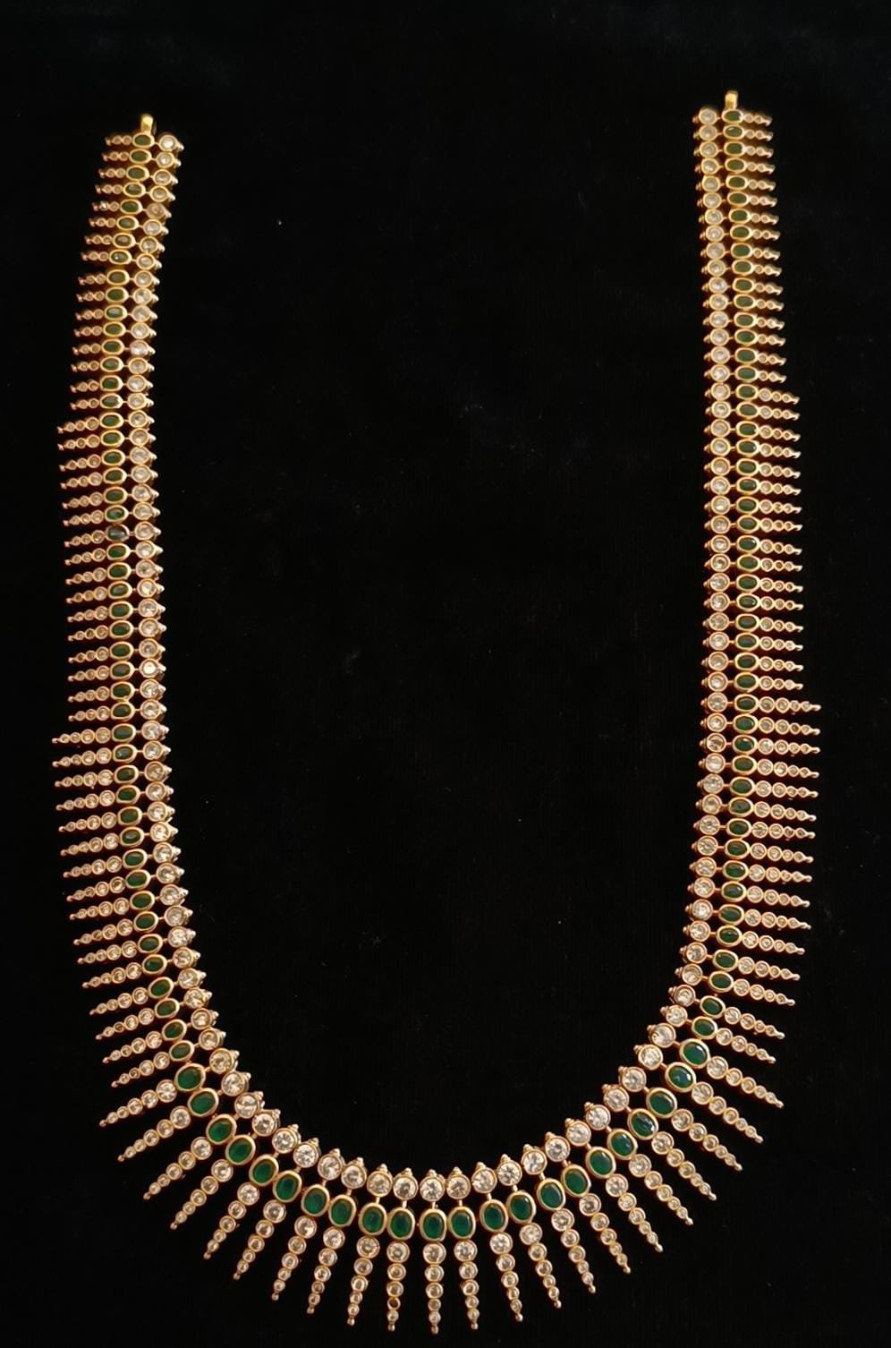 Cz stones and green stones with gold polish haram