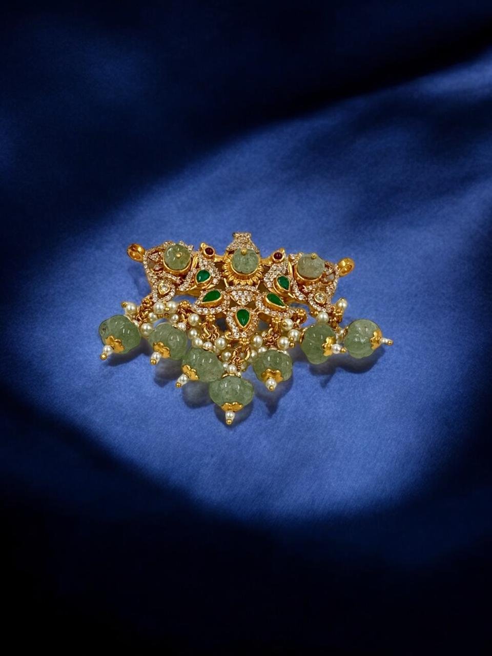 CZ & Red-Green Stone Pendant