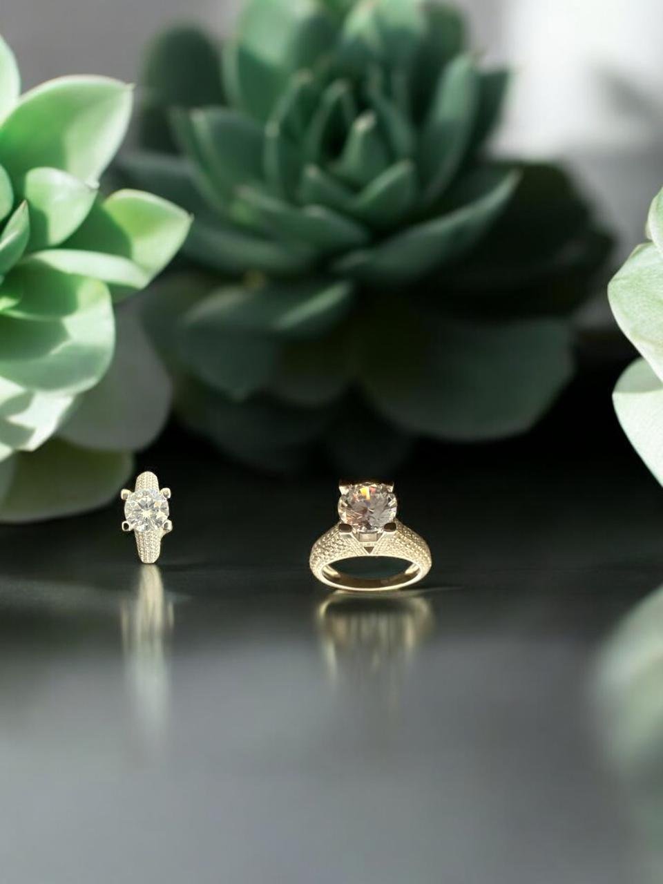 CZ & White Big Stone Silver Polish Ladies Ring