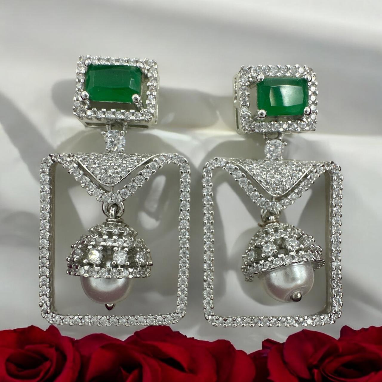 CZ White Stone Earrings