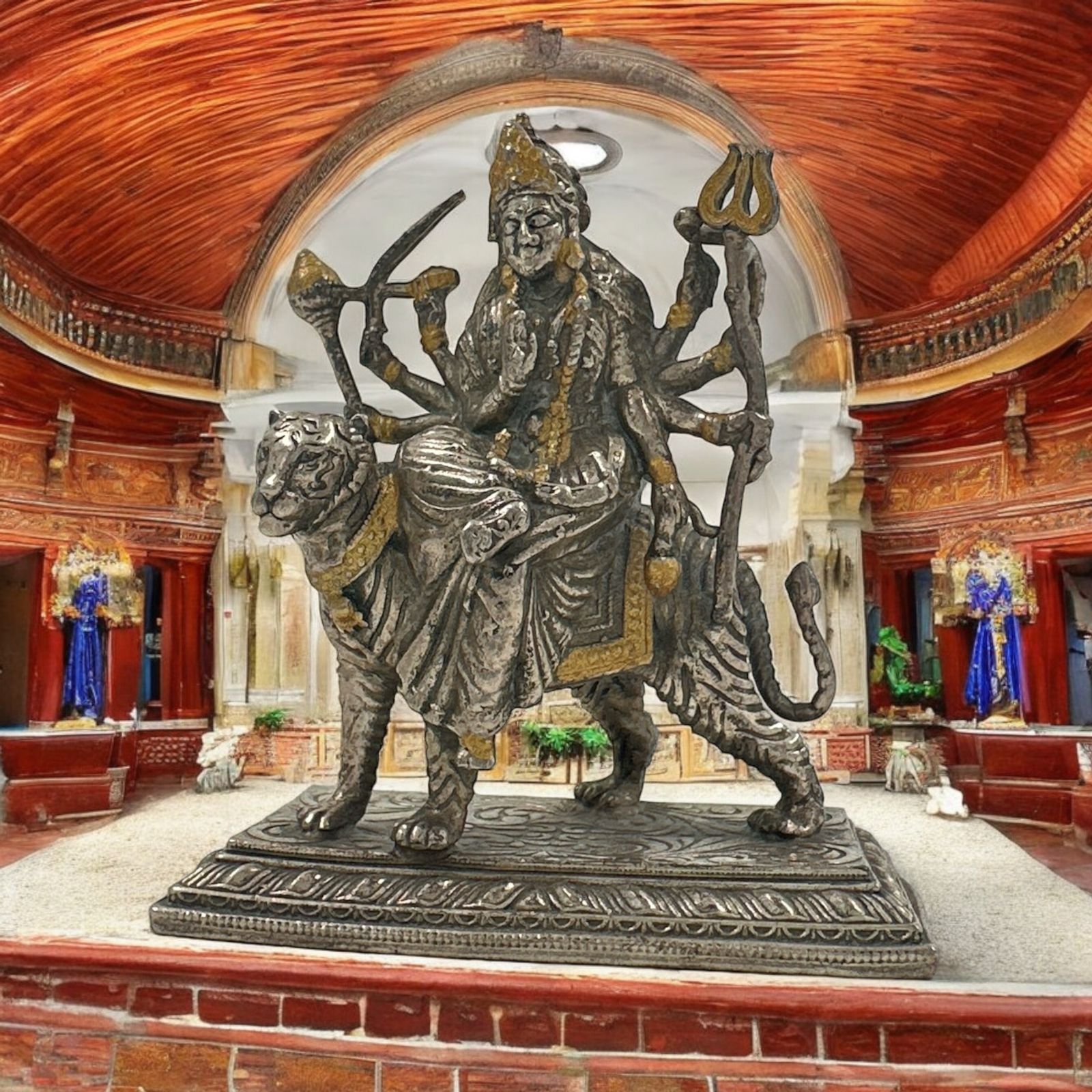 Durgamatha Idol – Antique & Gold Polish