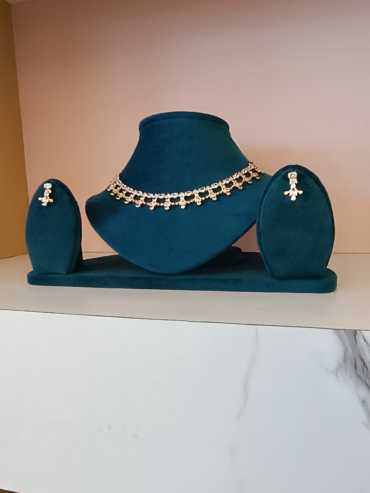 Elegant CZ Gold Polish Necklace Set