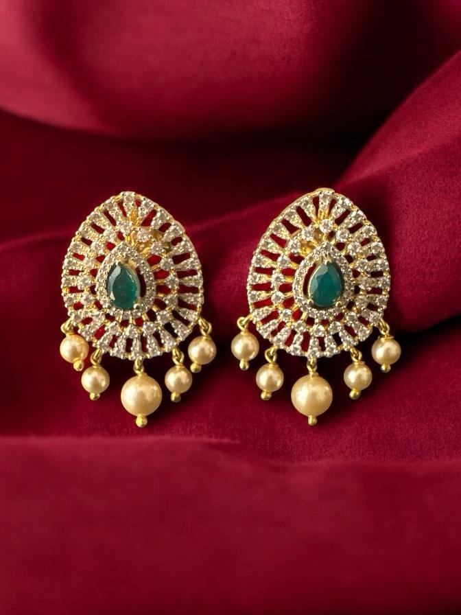 Emerald Pearl Studs