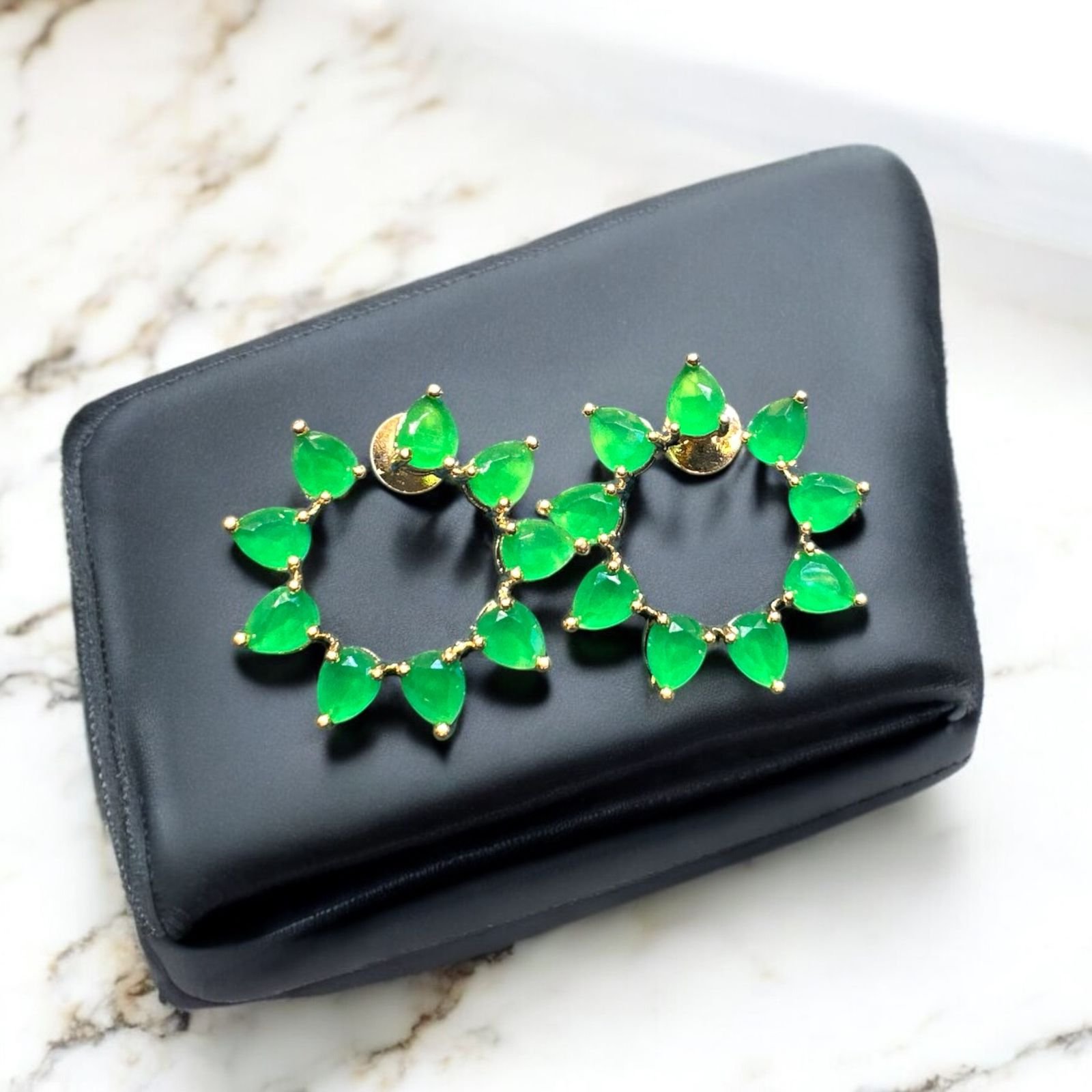 Green Stone Stud Earrings