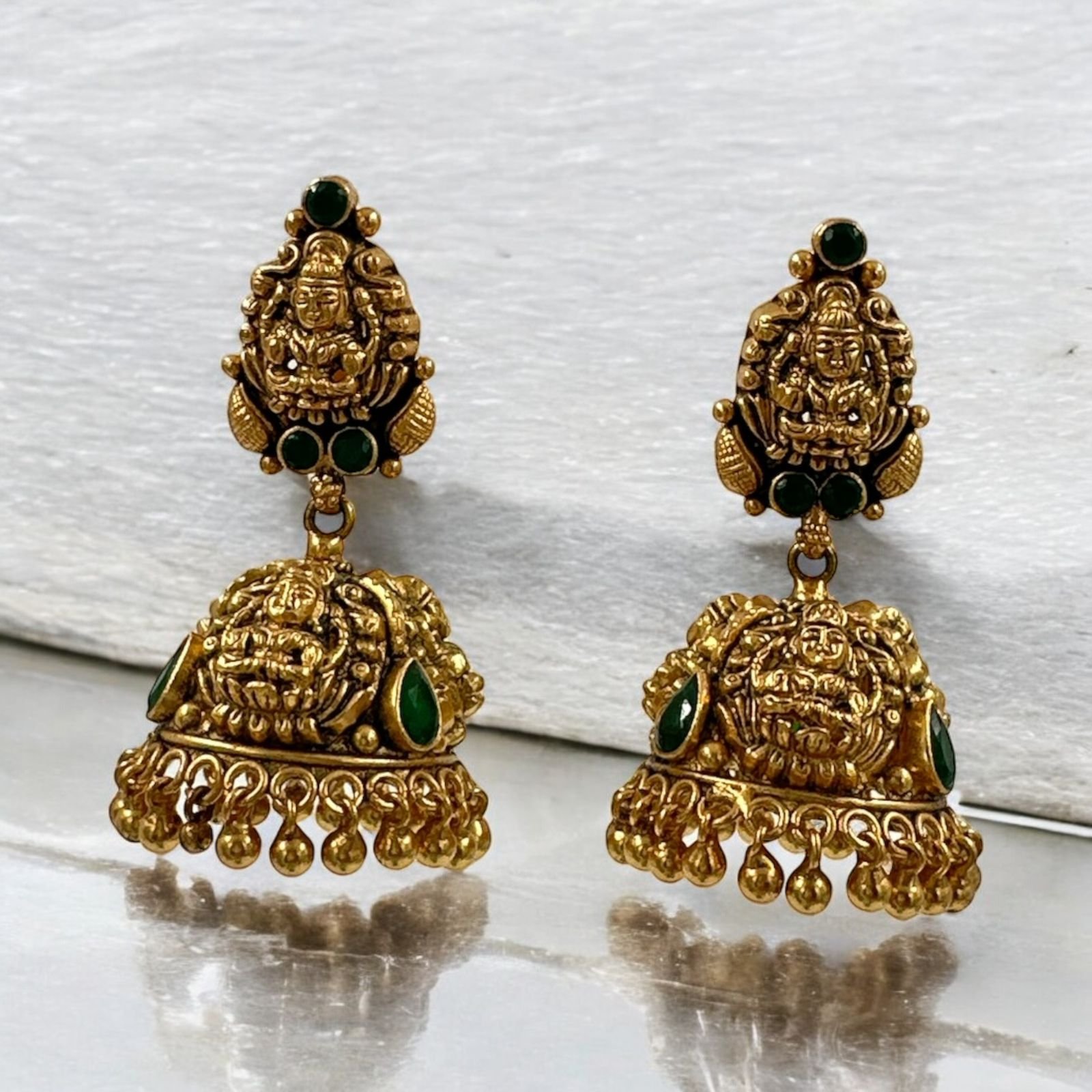 Laxmi Devi Green Stone Antique Buttalu