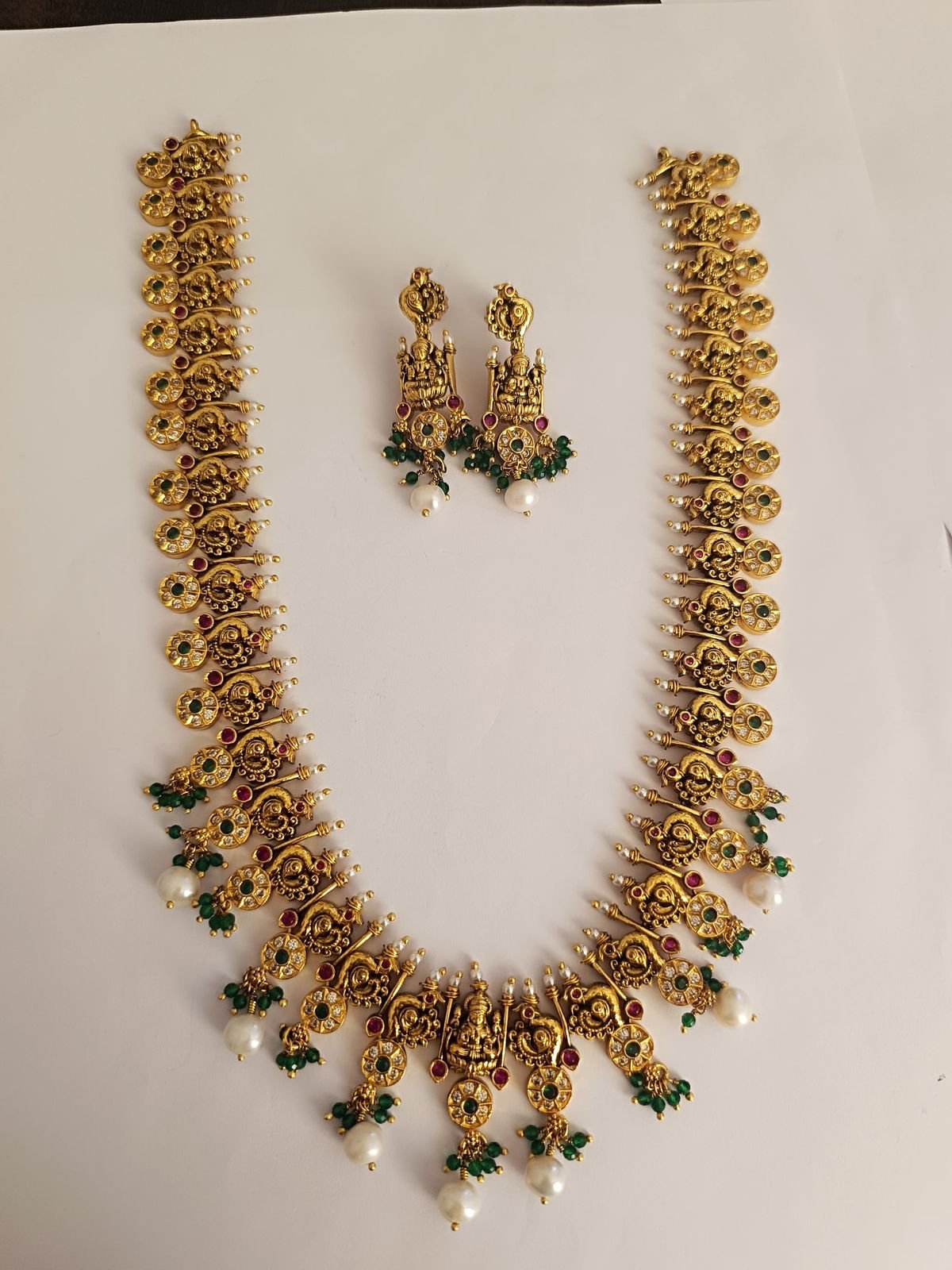 Laxmi pendent with peacock model ruby cz stone