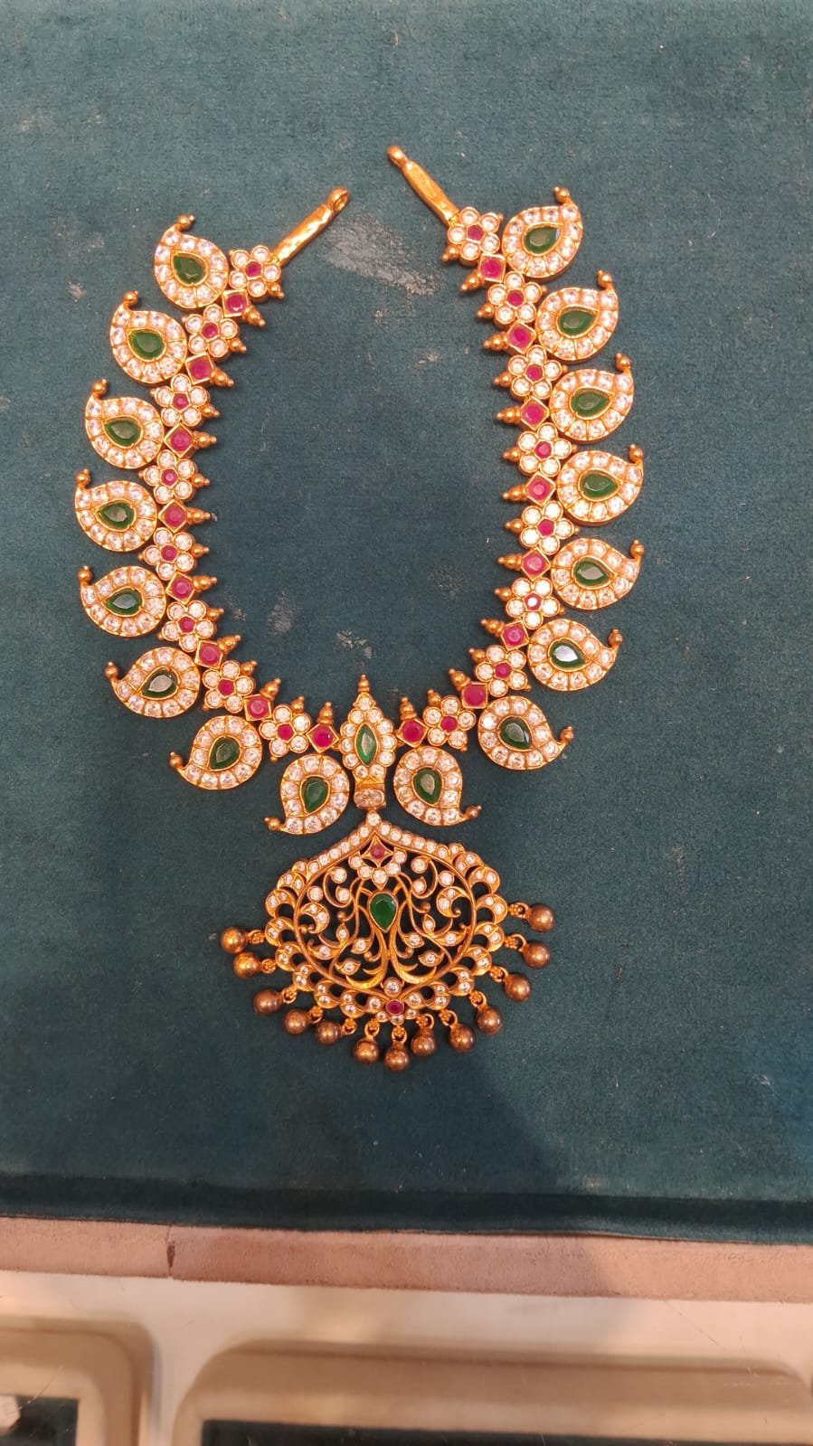 Mango Design Ruby Green CZ Necklace