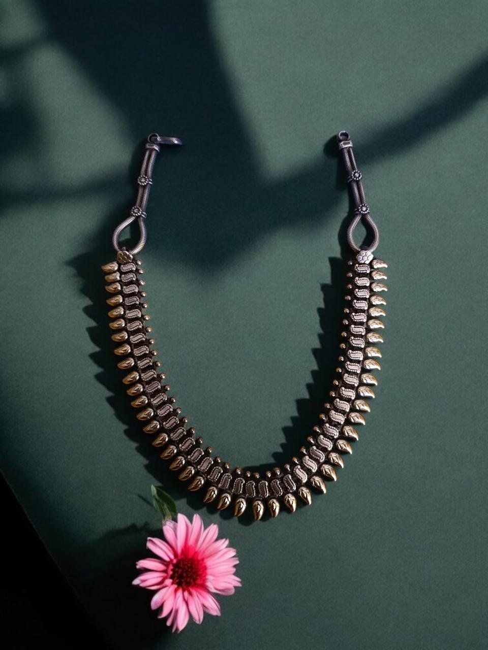 Mango Leaf Oxidized Necklace