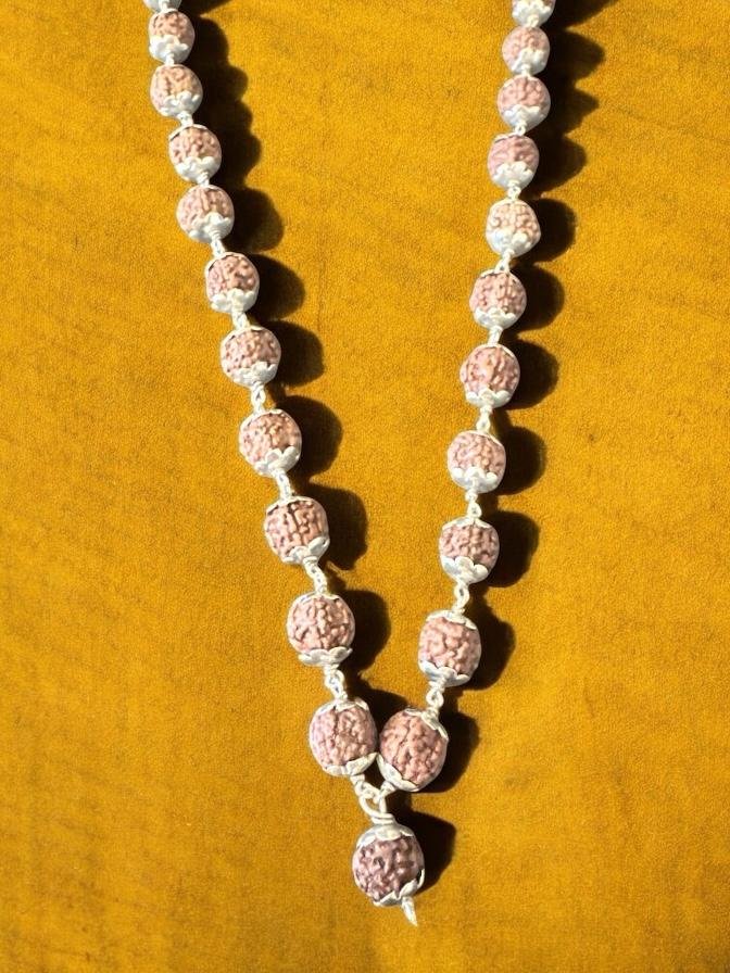 Men’s Chain with Rudraksha & Silver Caps