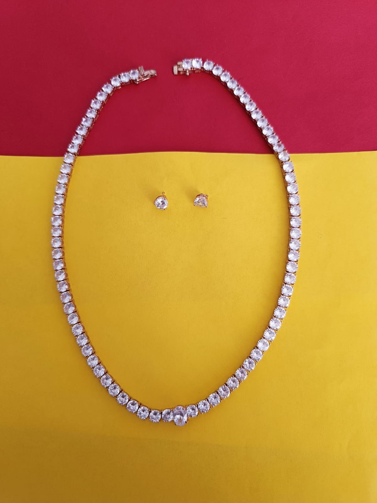 Moissanite Silver Polish Necklace Set