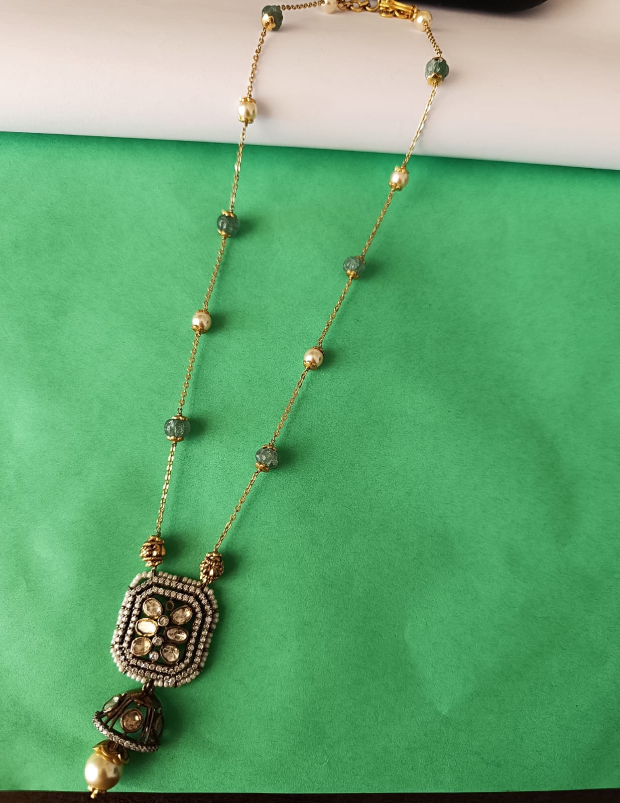 Mozanite CZ Green Beads Chain