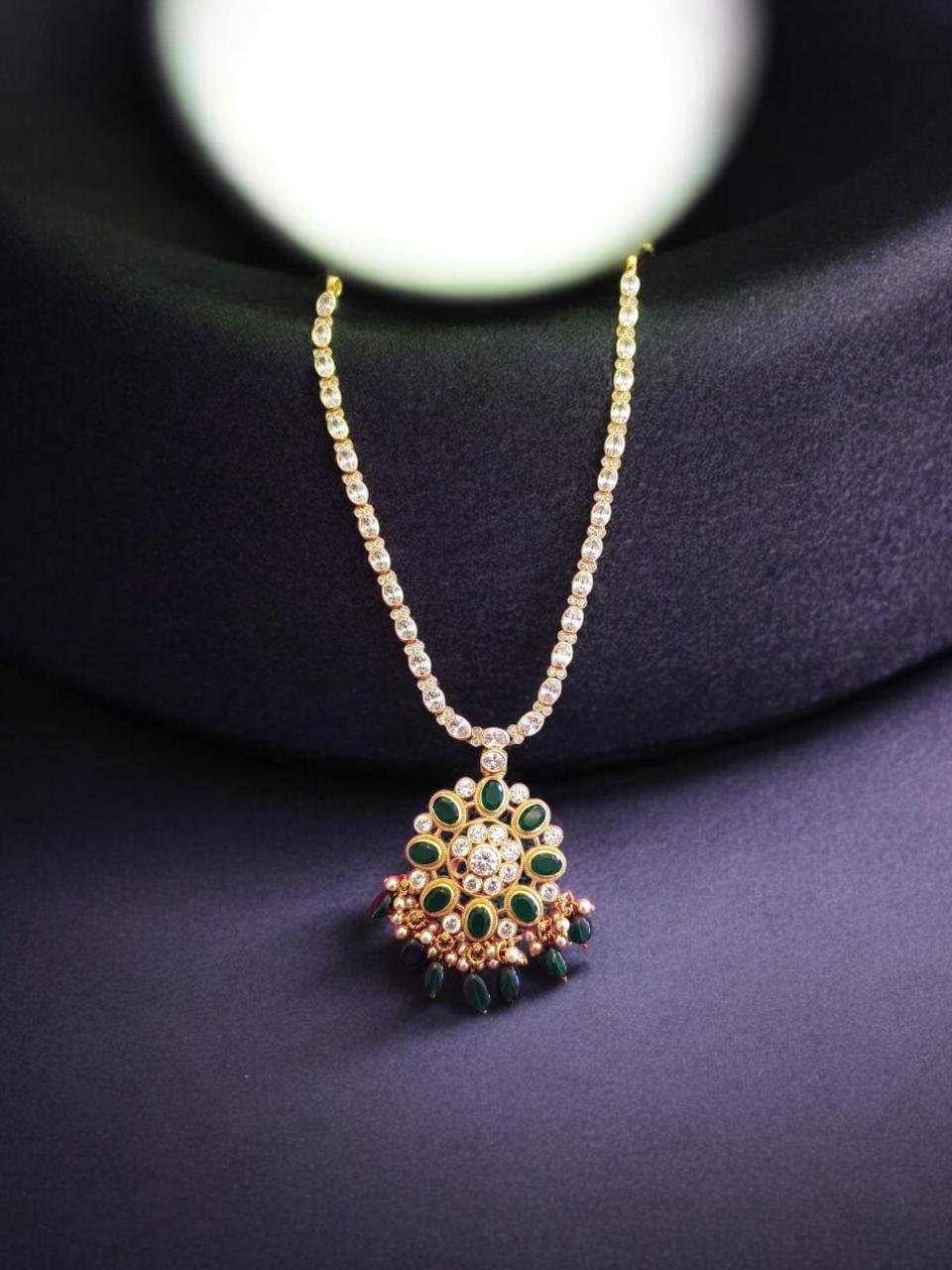 Mozanite CZ Green Beads Necklace