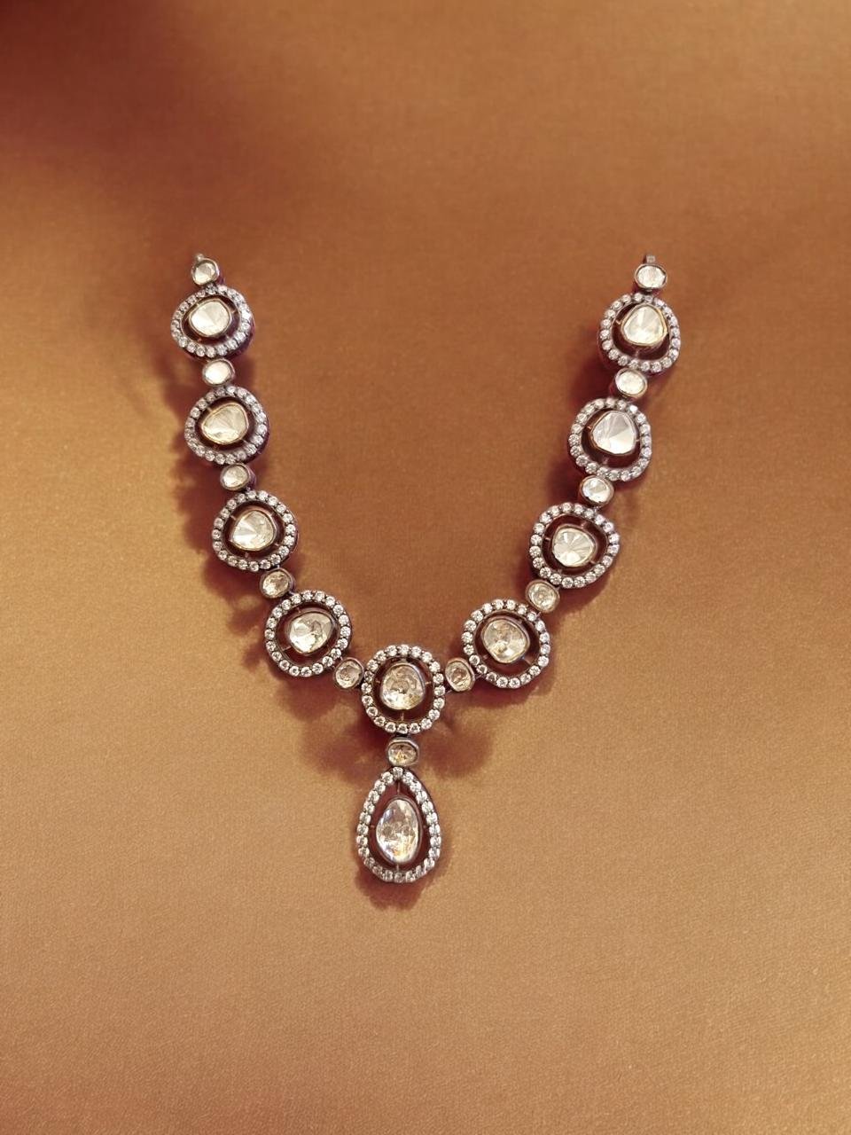 Mozanite & CZ Victoria Polish Necklace