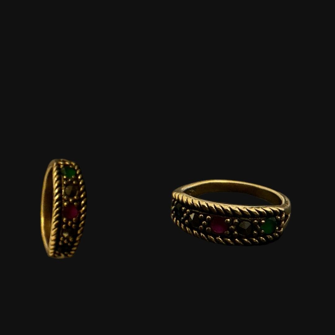 Multi Stone Silver Polish Ladies Ring