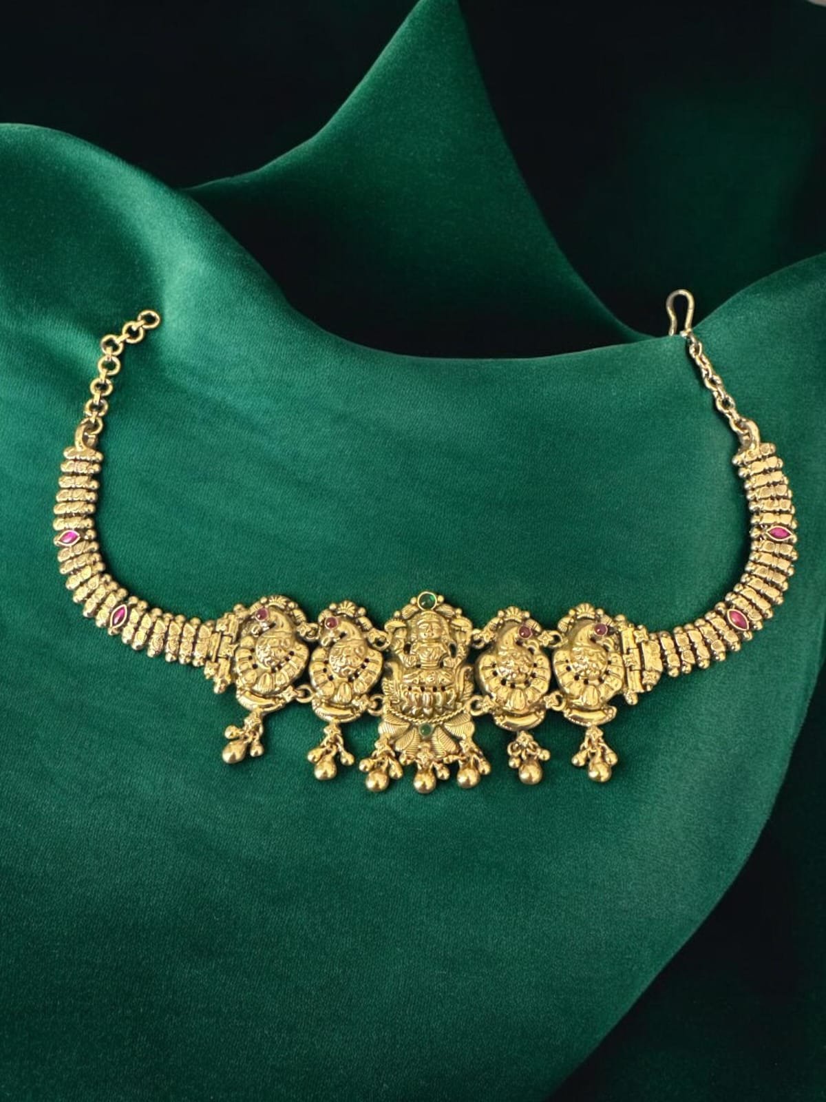 Nakshi design and peacock model with gold polish choker
