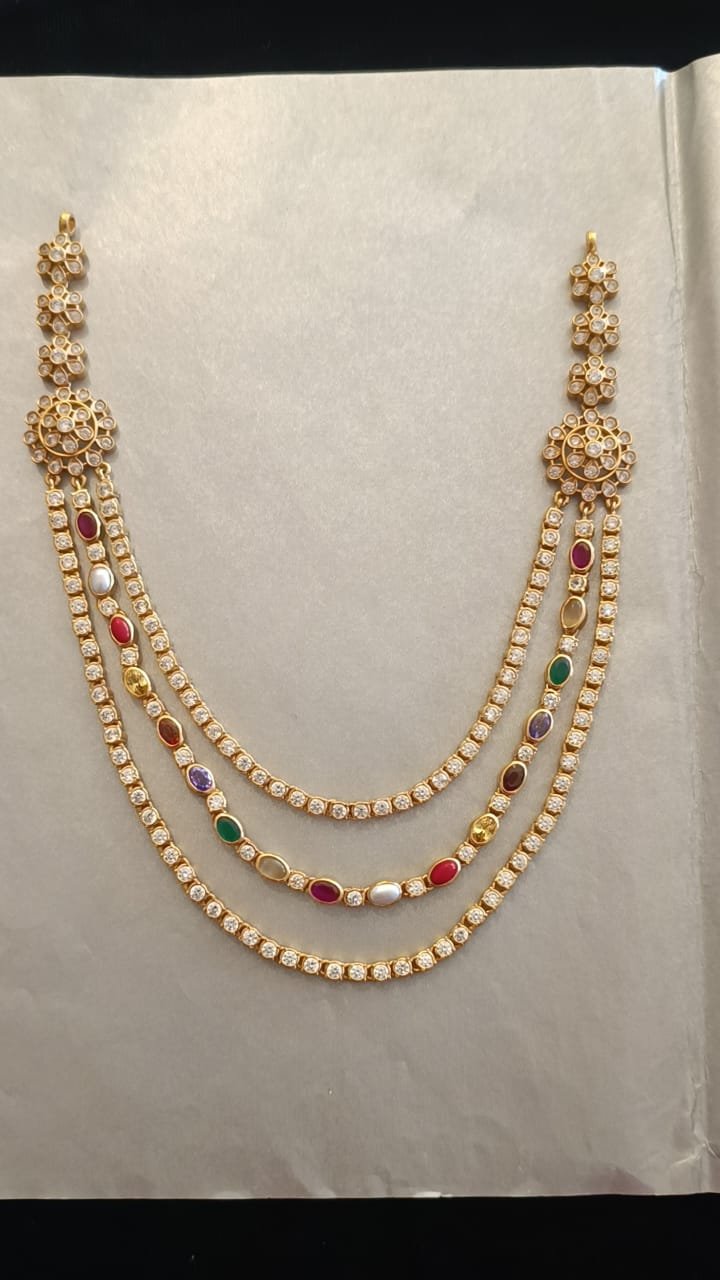 Navaratna 3-Line Royal Necklace