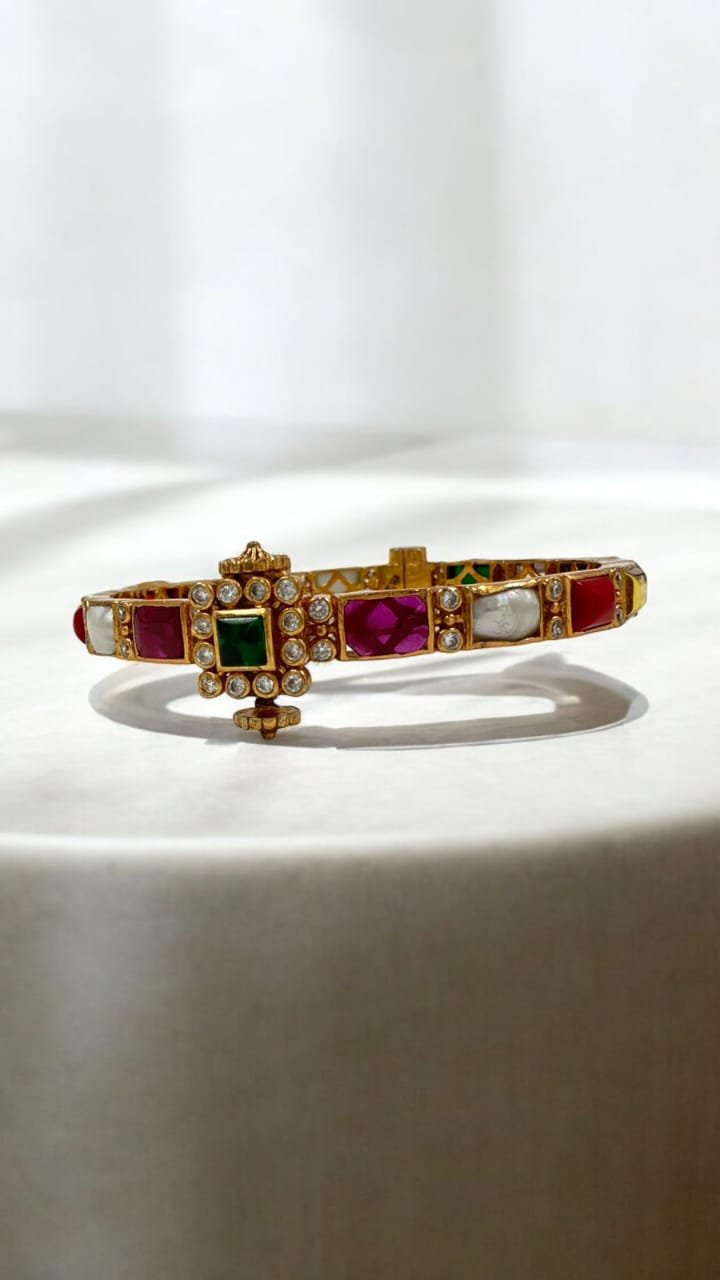 Navaratna  stones with screw  model  bangle