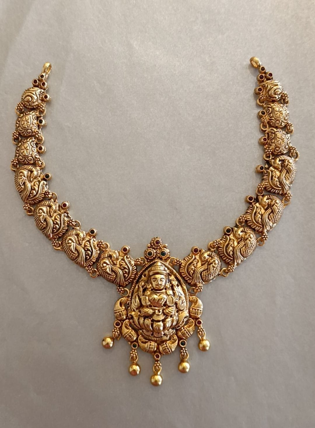 Peacock Lakshmi Pota Stone Necklace