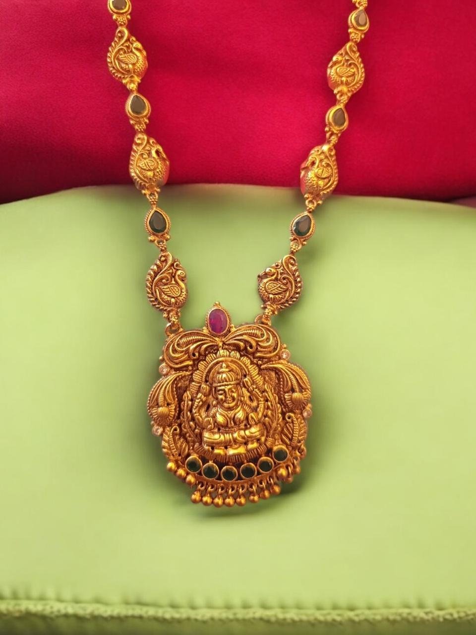 Peacock Laxmi Devi Pendant Necklace