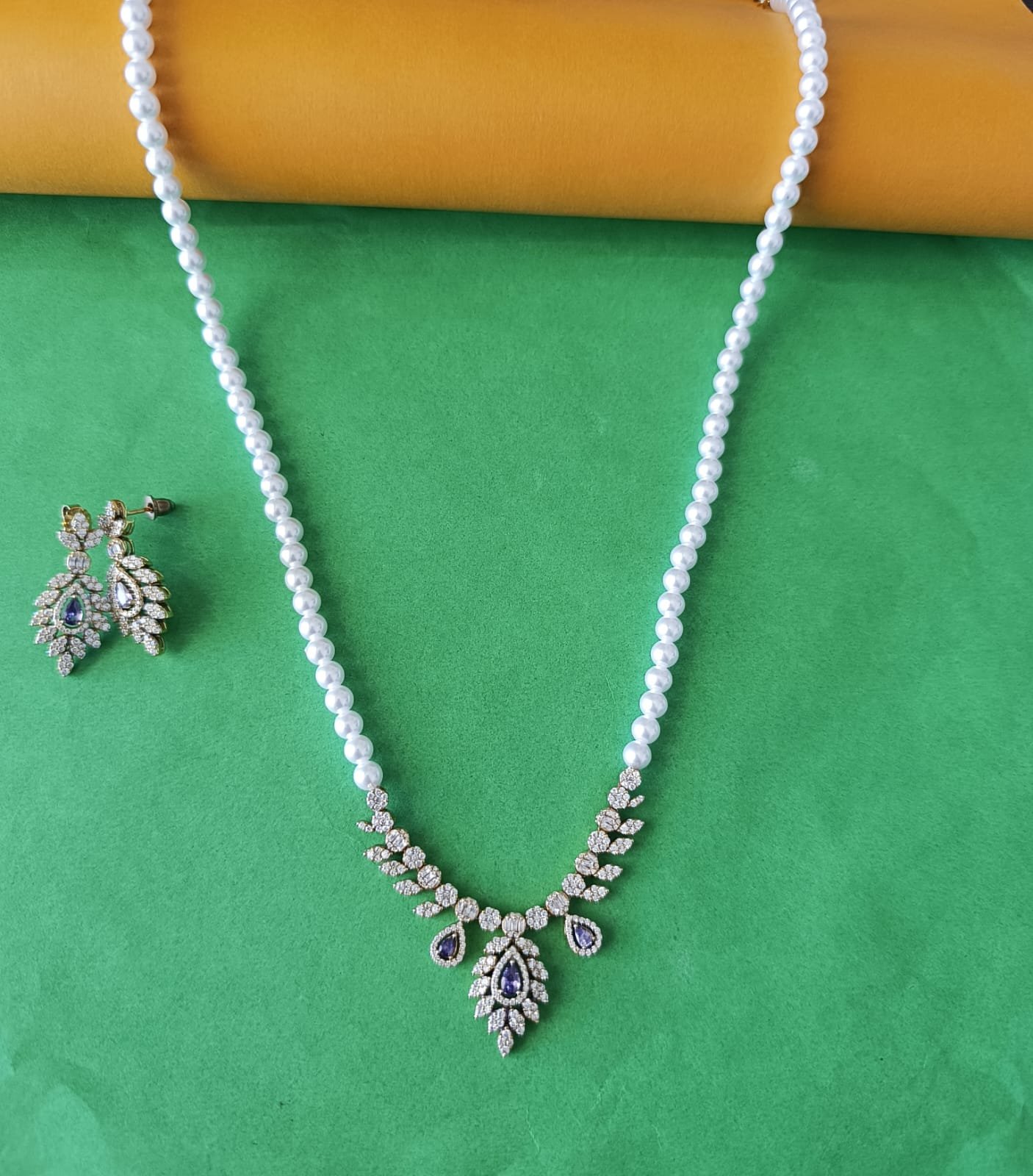 Pearl CZ Pendant Set
