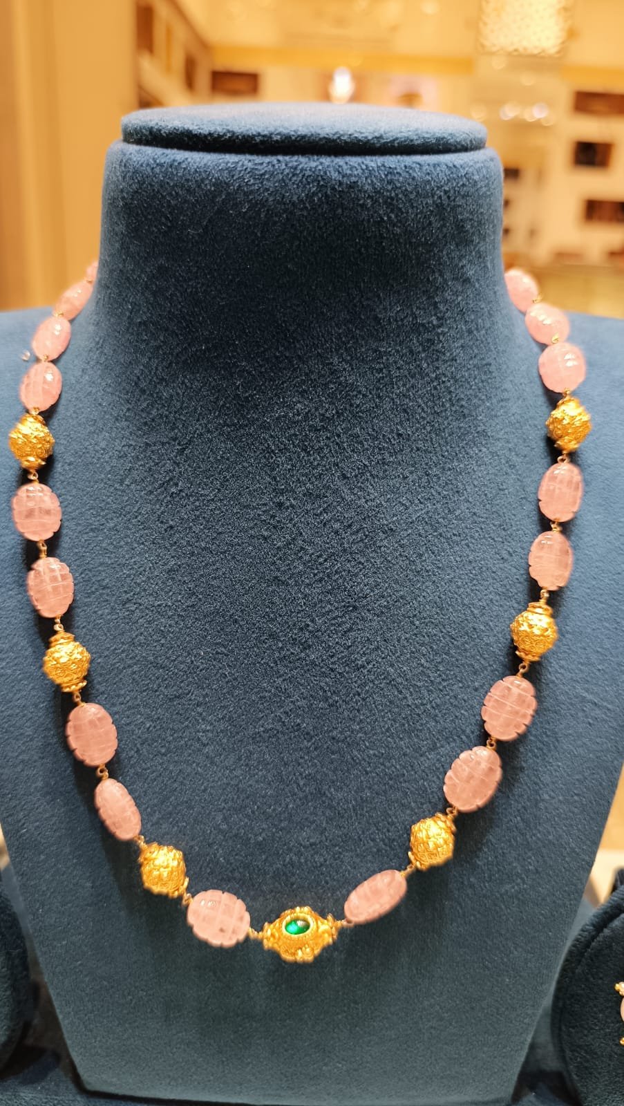 Pink Beads Gold Bolls Chain
