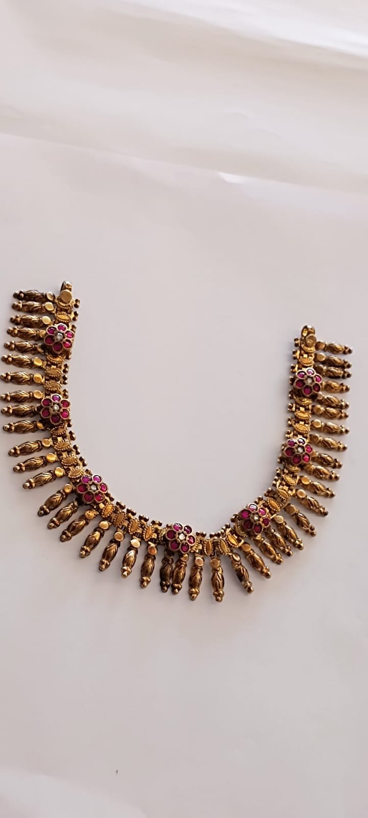 Pink & White CZ Antique Polish Necklace