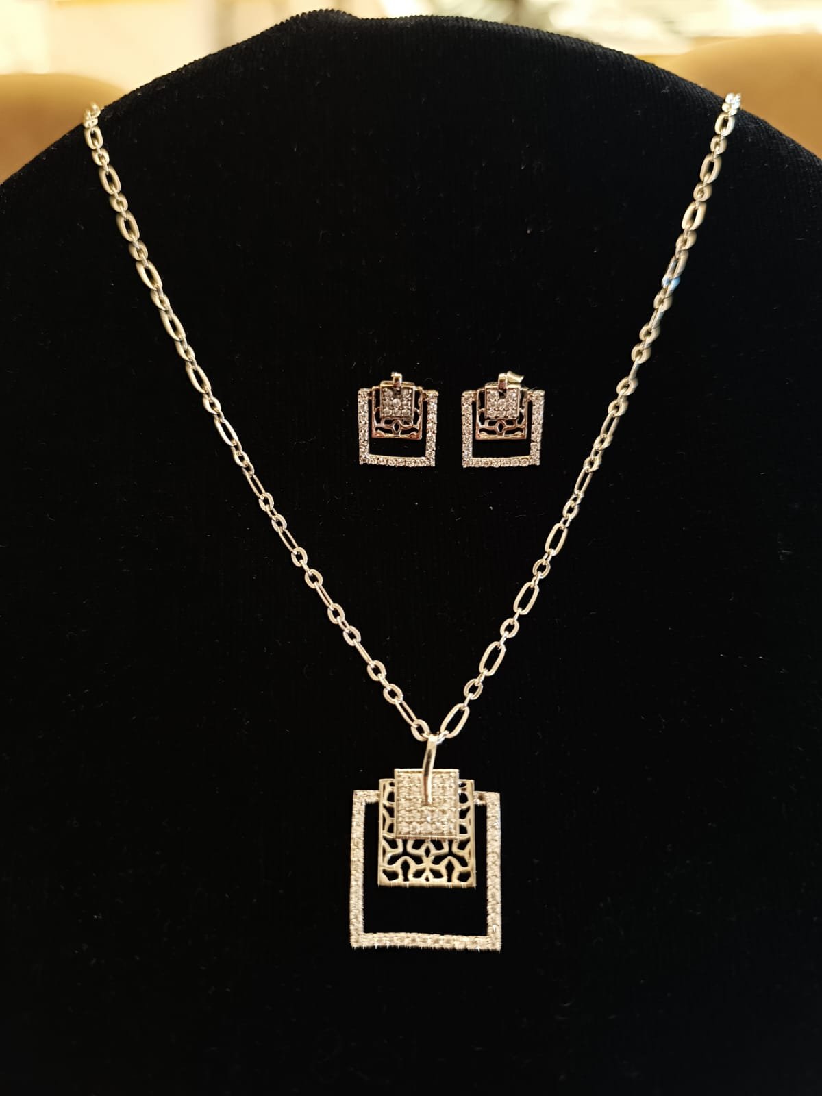 Premium CZ Chain with Pendant & Earrings Set