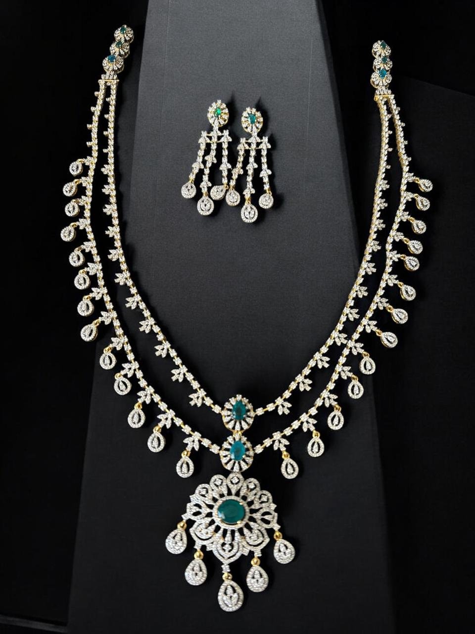 Premium CZ Gold Polish Haram with 2 line