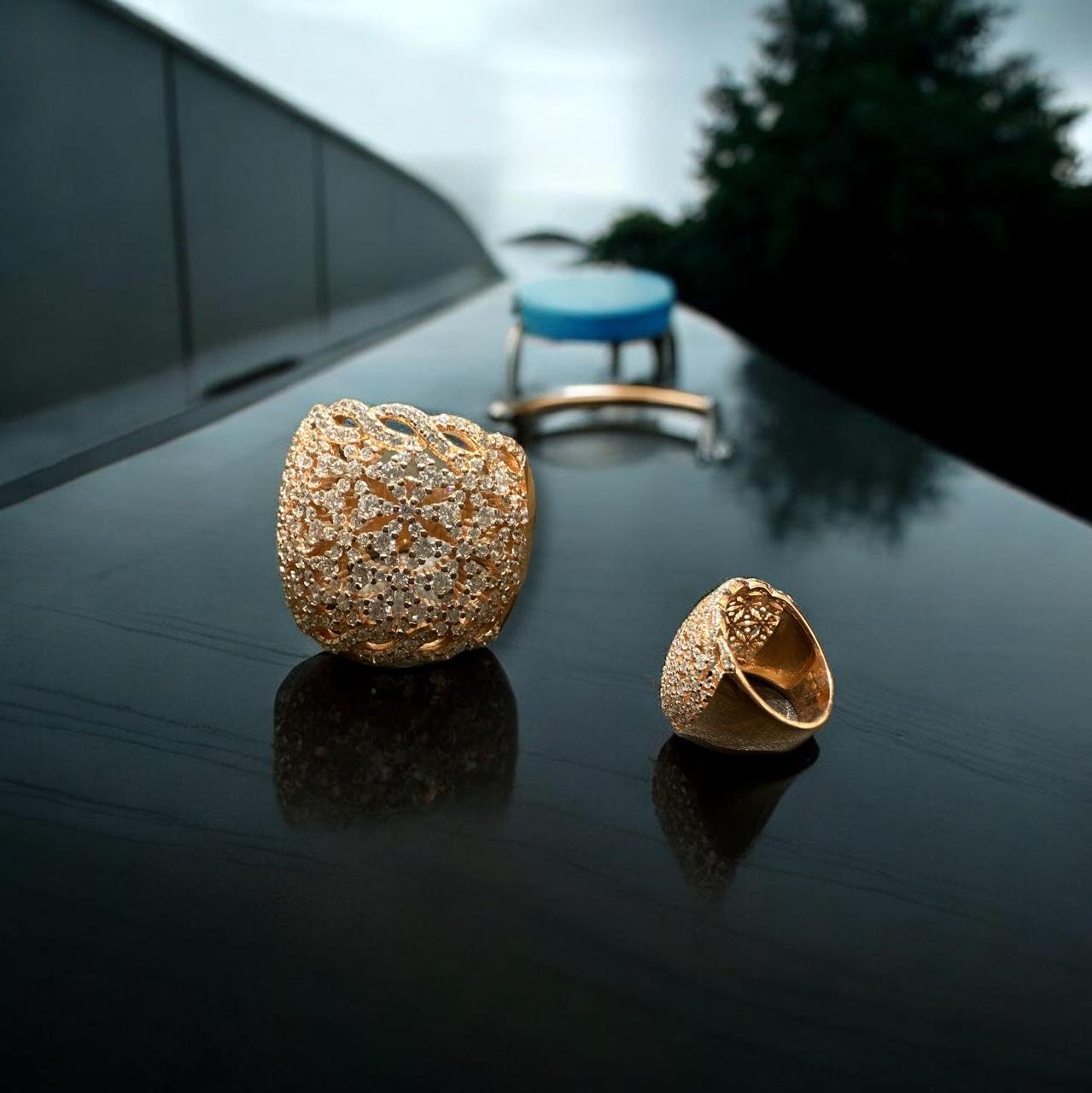 Premium CZ Rose Gold Party Wear Ring