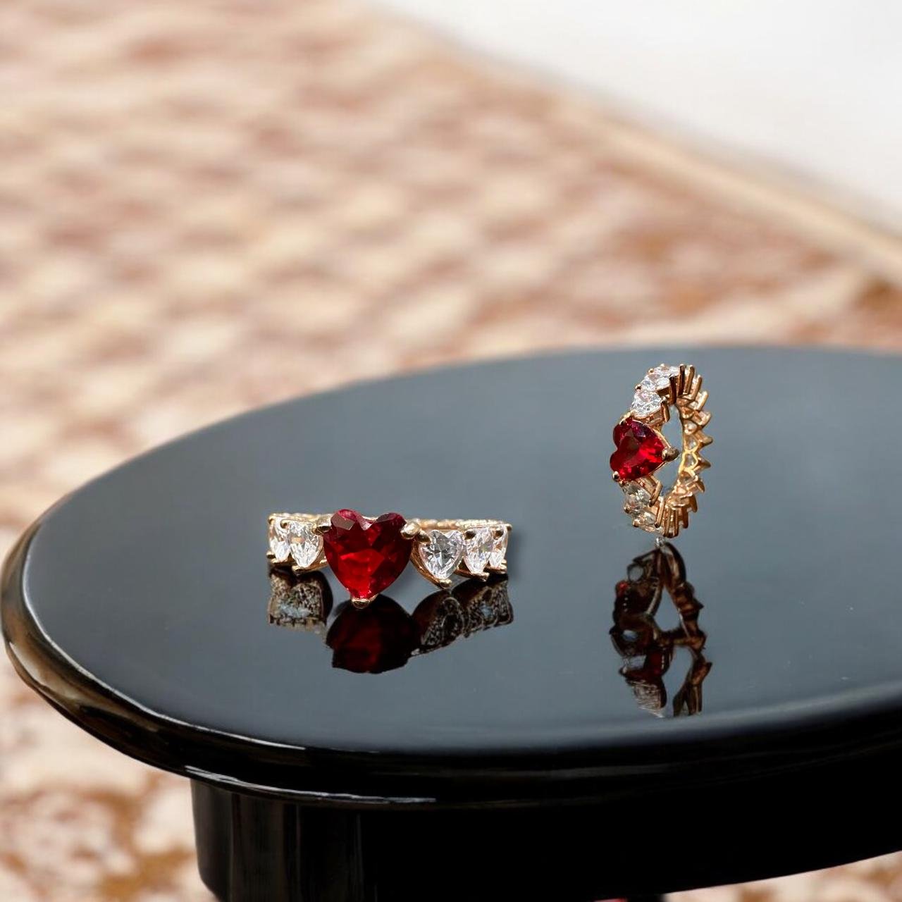 Premium CZ & Ruby Ladies Finger Ring