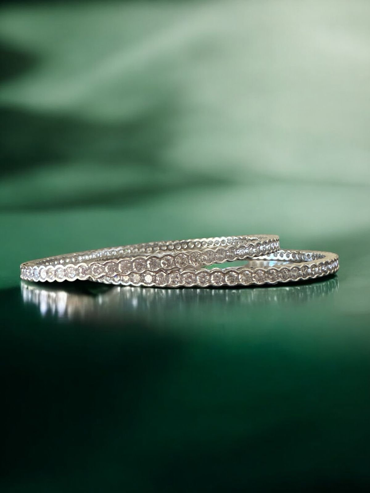 Premium cz stones bangle with silver polish